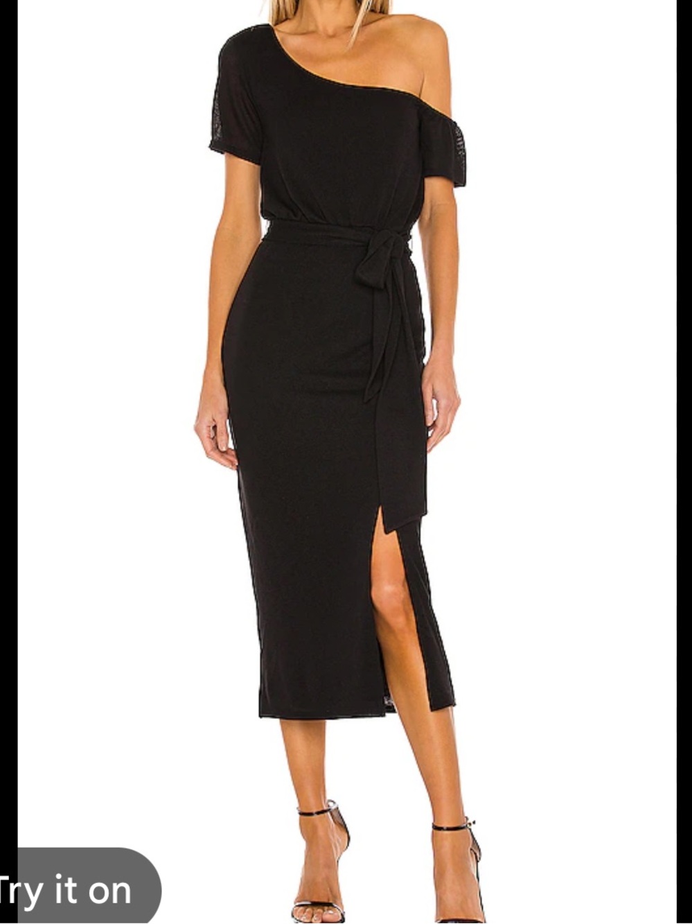 Lovers & Friends Black Eden Midi Dress Button Details Off Shoulder Size Medium